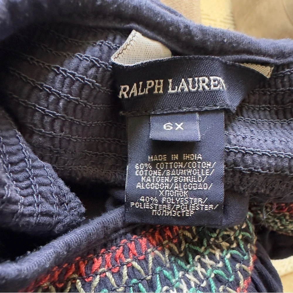 Ralph Lauren Navy Top with Multicolor Embroidery
